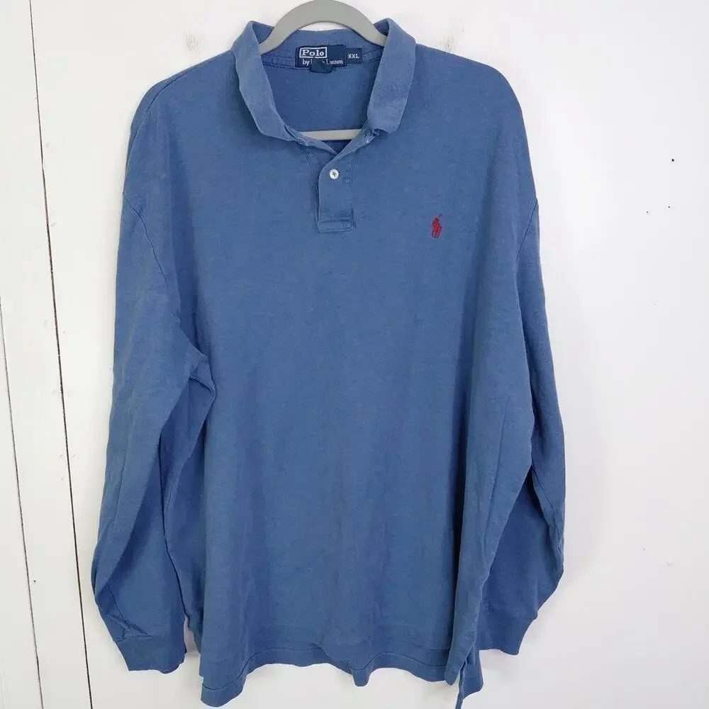 Polo Ralph Lauren Shirt Mens XXL 2XL Collar Long Sleeve Cotton Pony Emblem